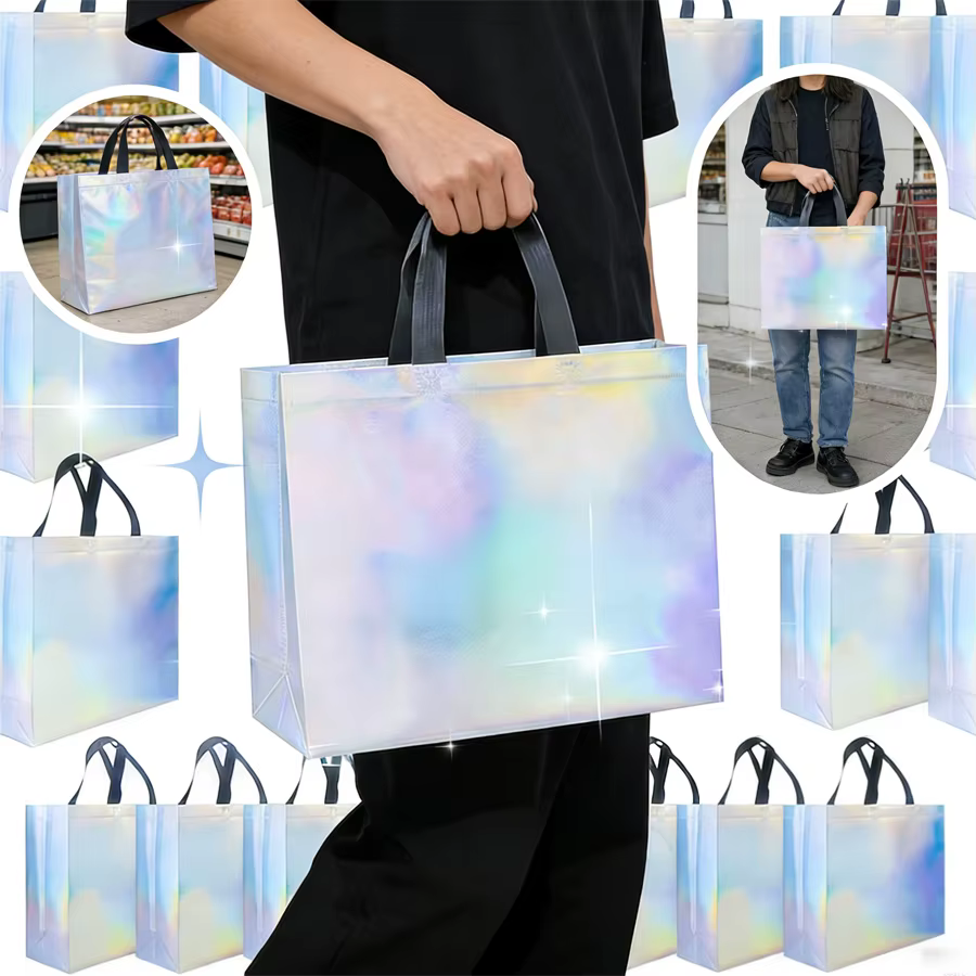 Sac cadeau arc-en-ciel brillant