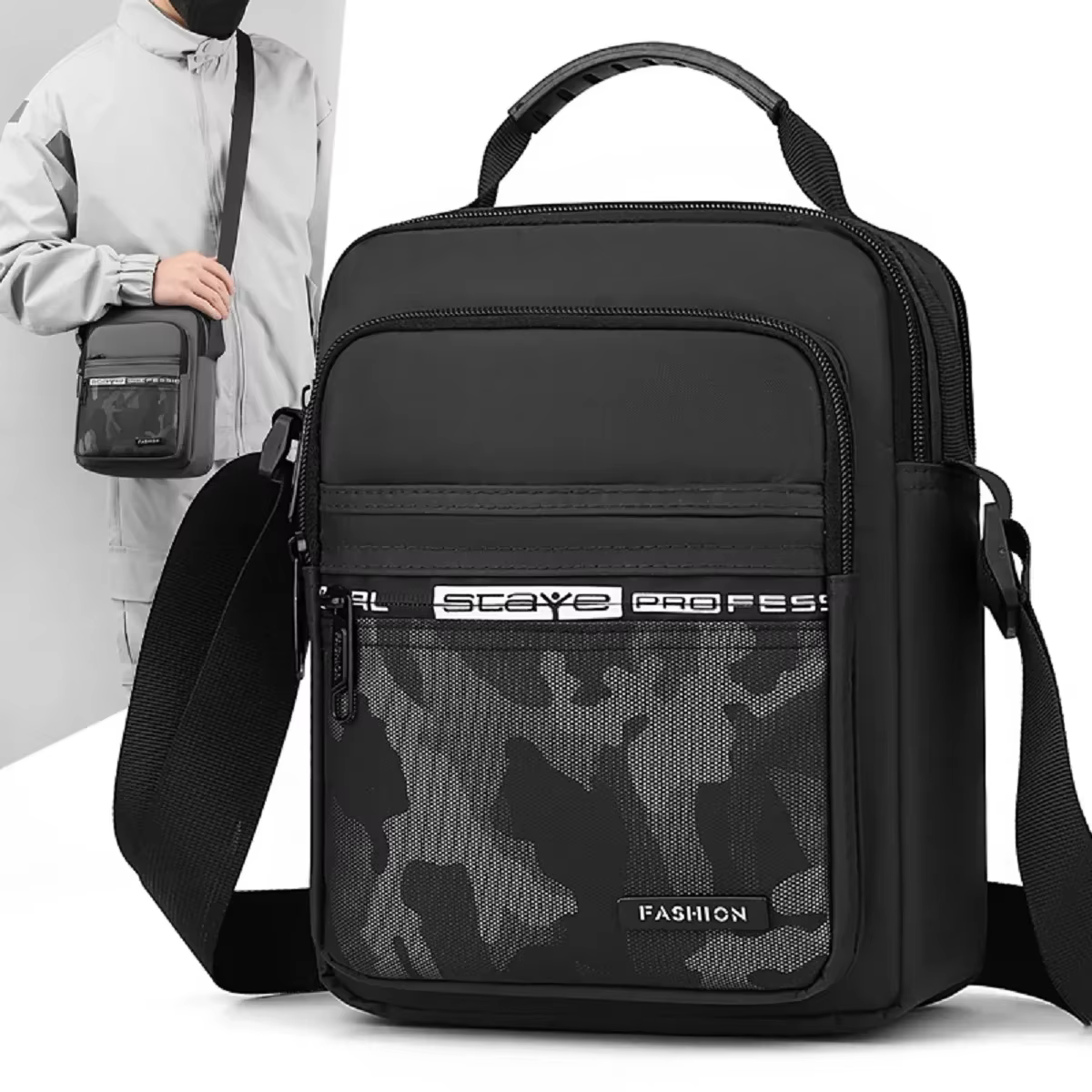 Sac à bandoulière en nylon pour loisirs et bureau