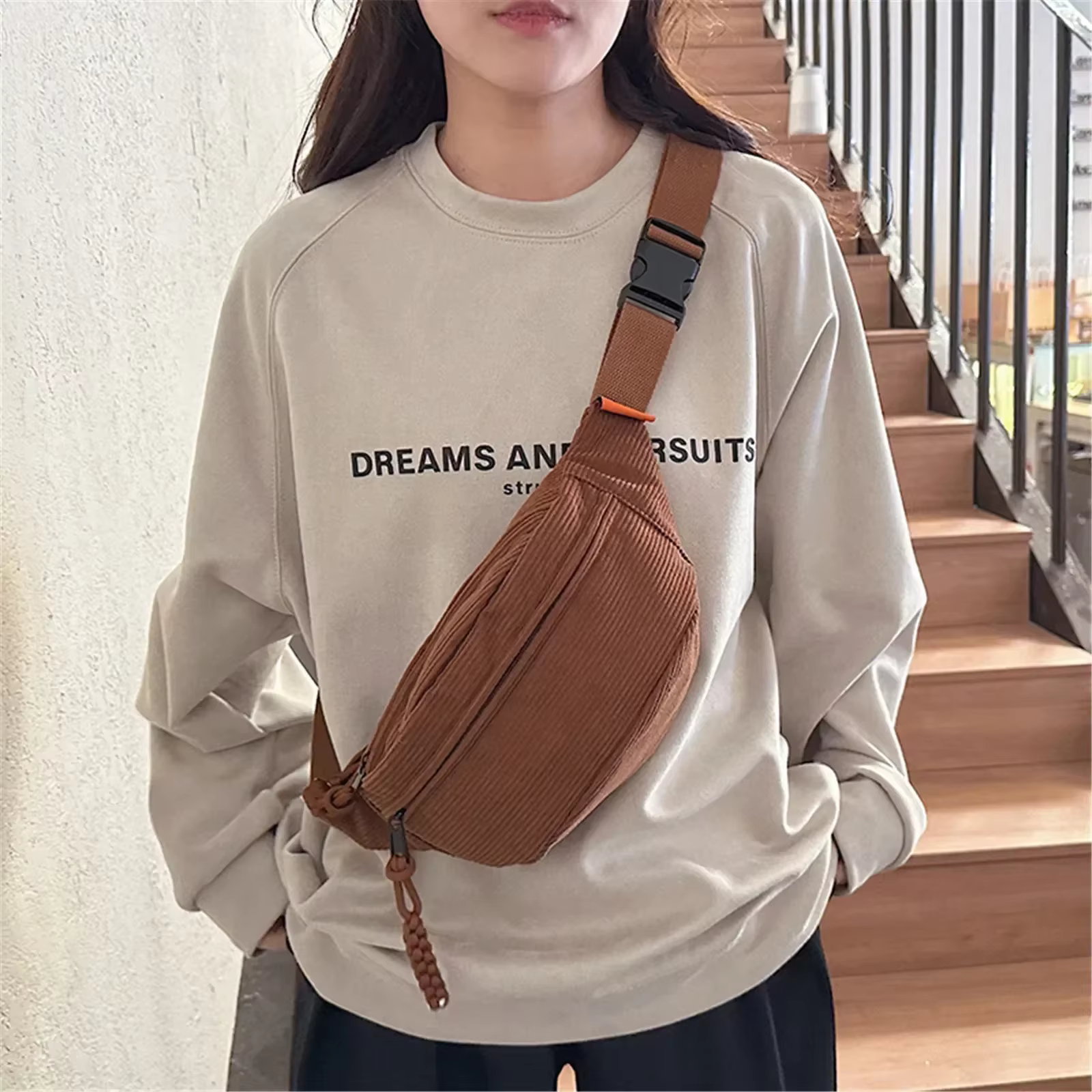 2024 mode Fanny Pack décontracté velours côtelé ceinture sacs pour femmes femme banane taille sac hanche sac à main épaule bandoulière poitrine sac poche