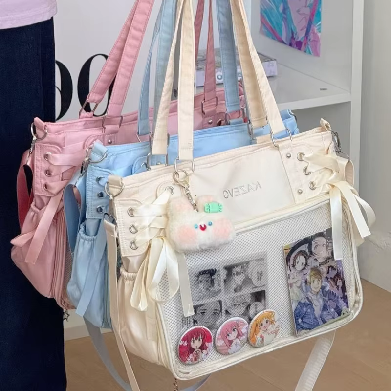 Sac à bandoulière de Style collégial avec ruban