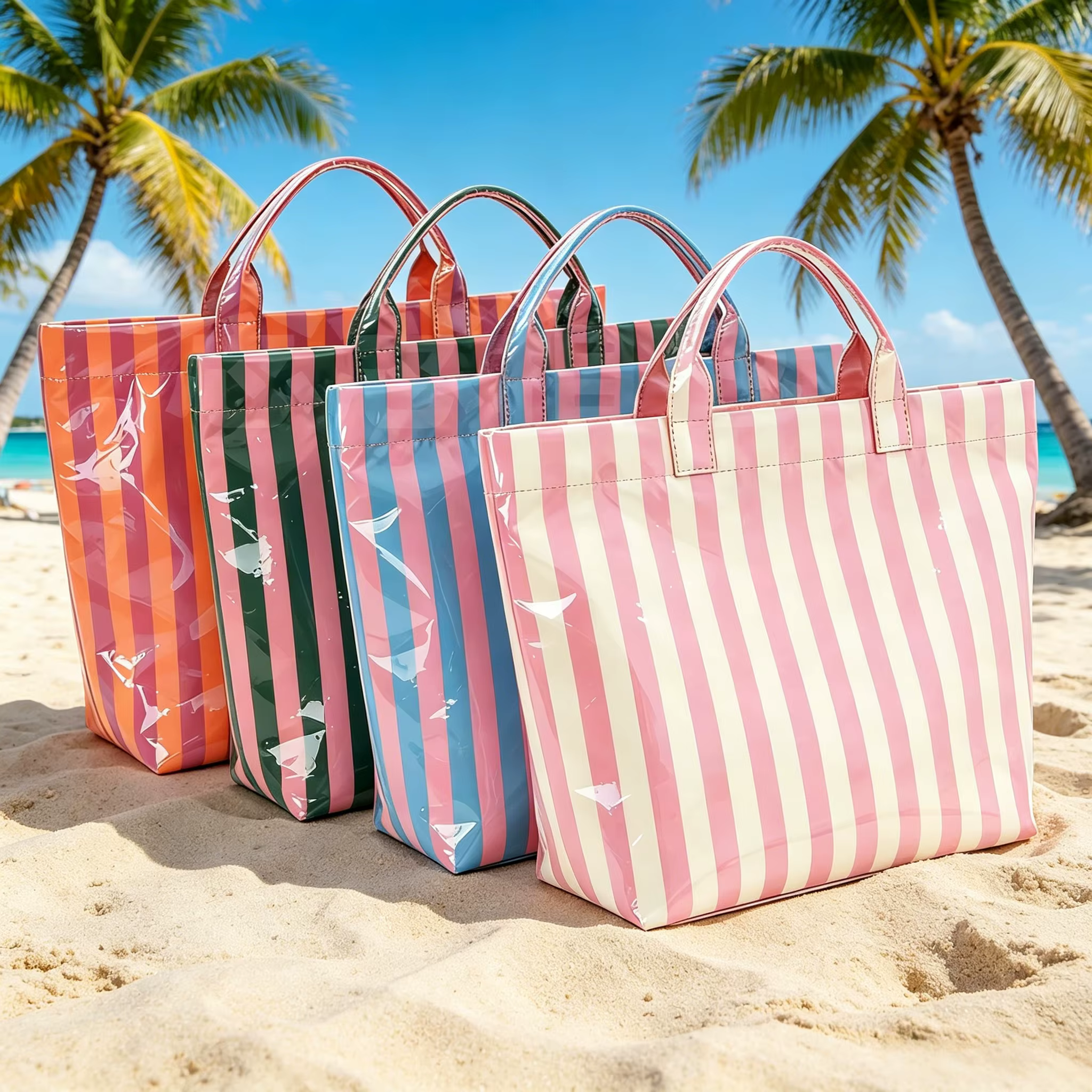 Sac fourre-tout rayé en PVC