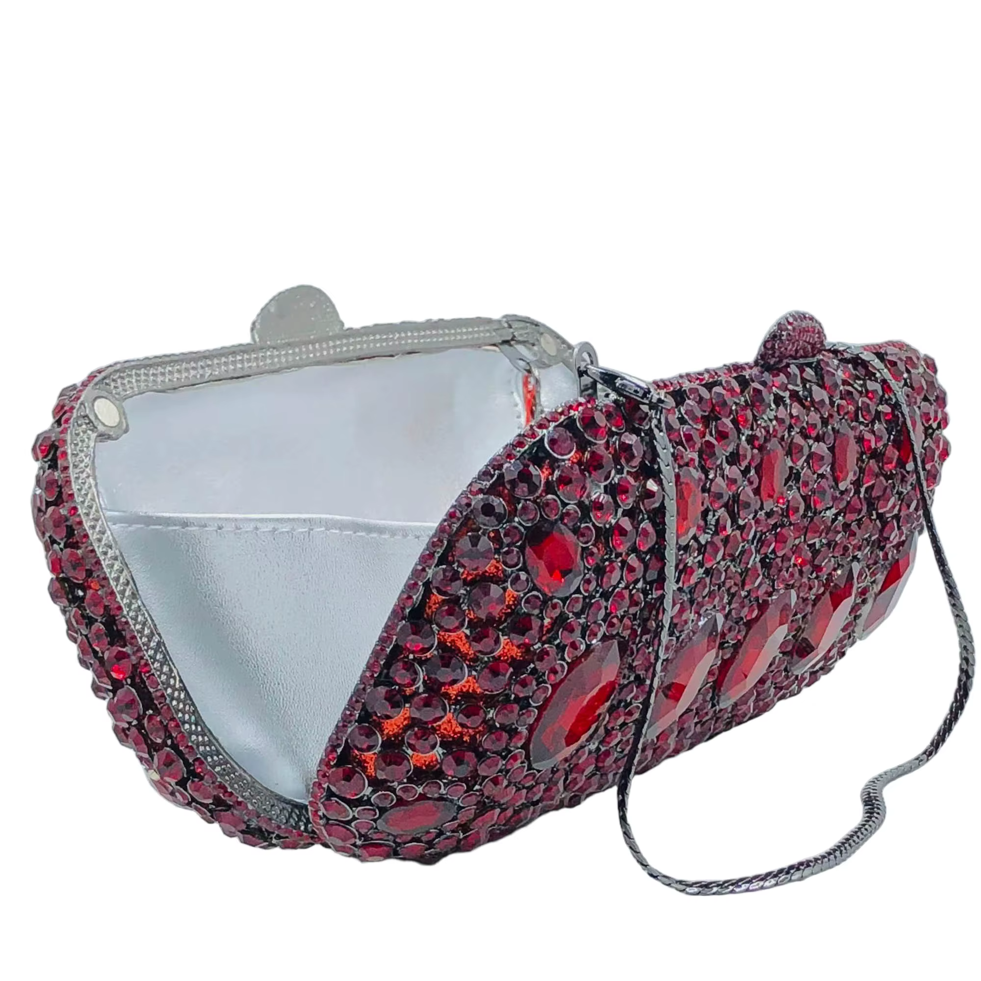 Boutique de FGG Pochette en strass bordeaux pour femme