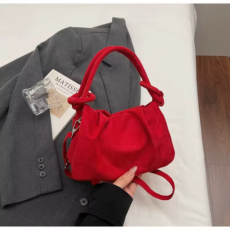 Nouveau sac bandoulière rétro en daim pour femme