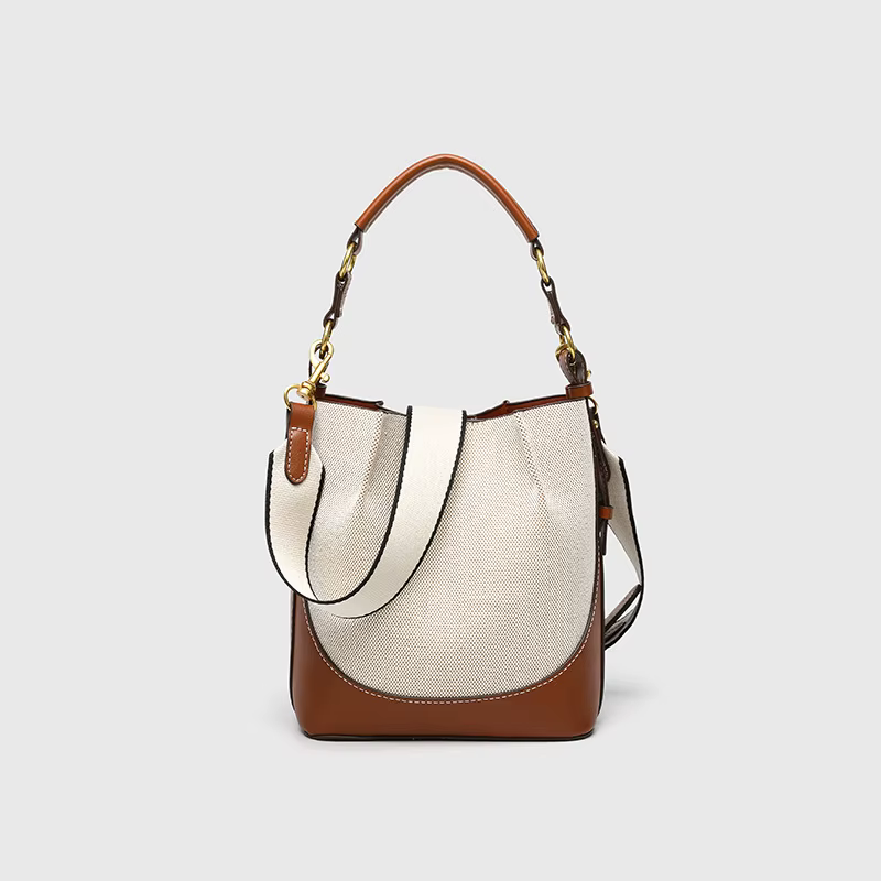 Sac seau en toile à panneaux pour femmes