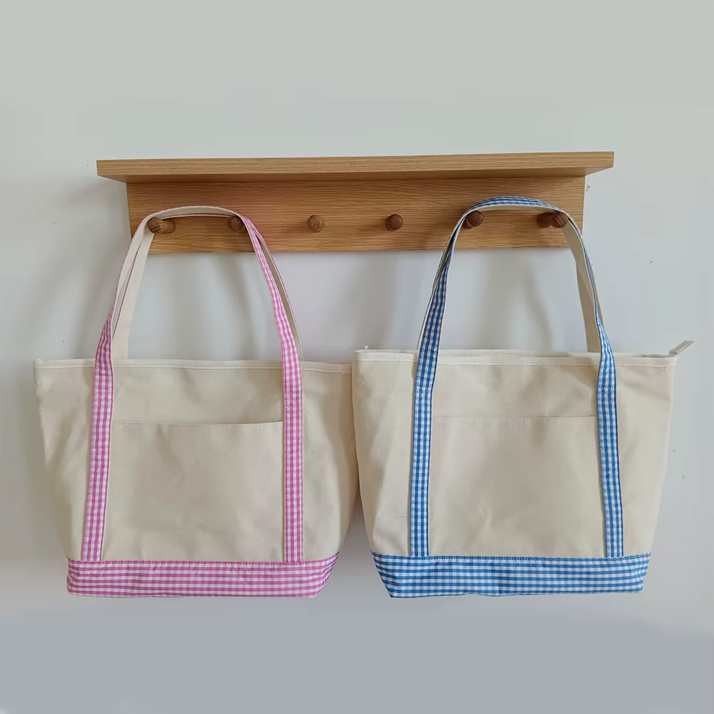Sac fourre-tout en toile vichy pour femmes