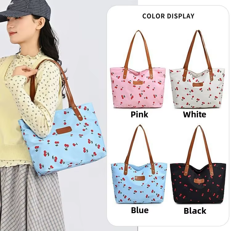 Sac fourre-tout grande capacité à motif cerise