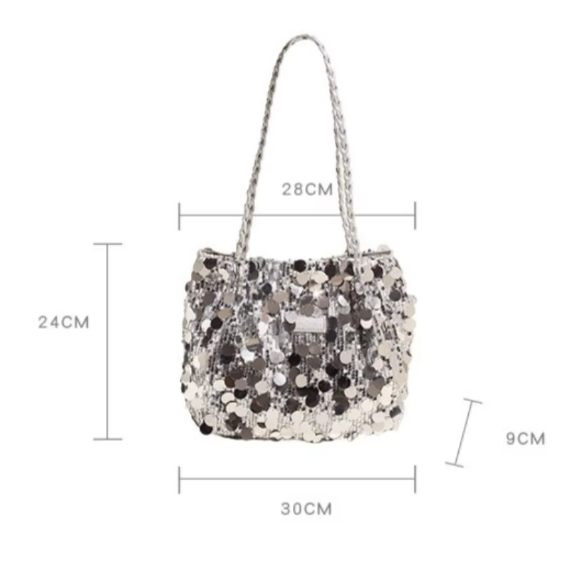Grand sac sous les bras à paillettes de capacité