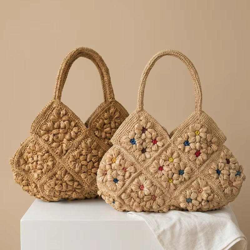 Sac de plage tissé de luxe haut de gamme pour femme