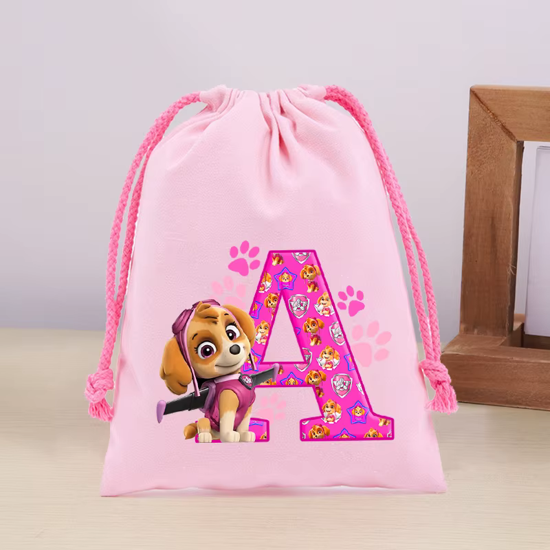 Paw Patrol – sac à cordon rose avec lettres de dessin animé imprimées