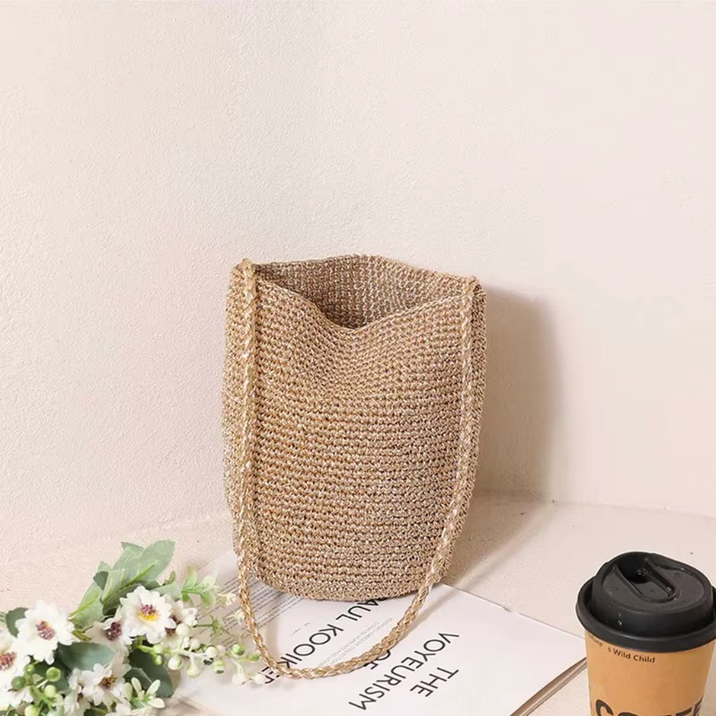 Sac seau décontracté grande capacité tressé à la main