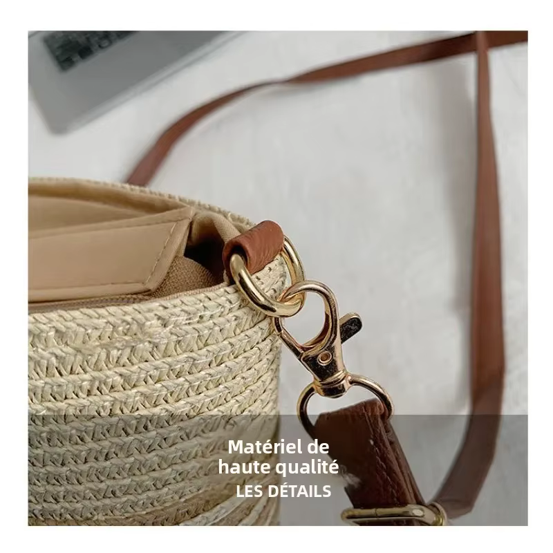 Sac seau en paille d'été pour femme
