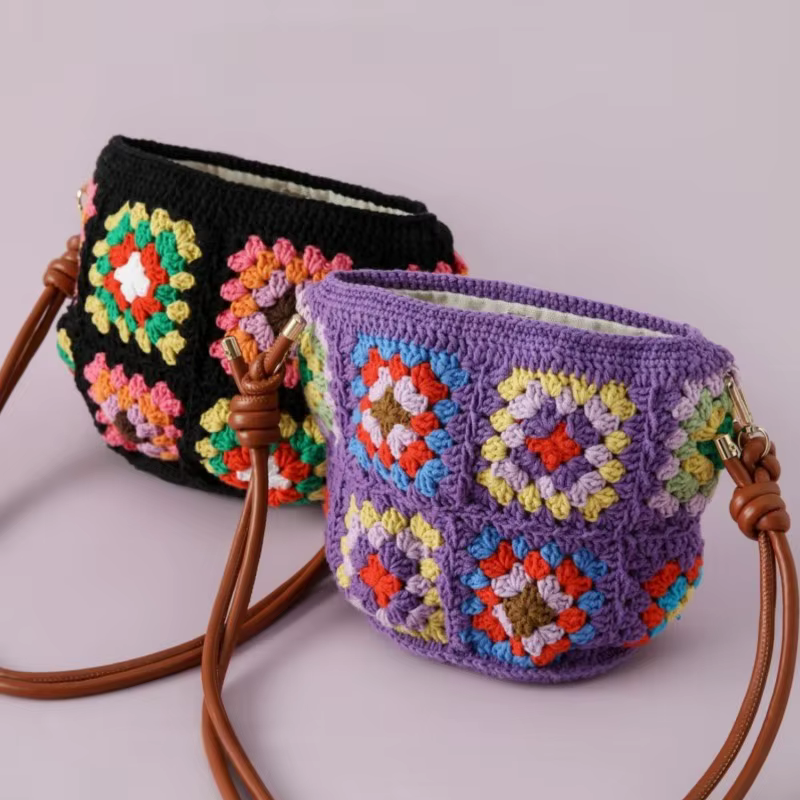 Sac à bandoulière multicolore en Crochet fait à la main