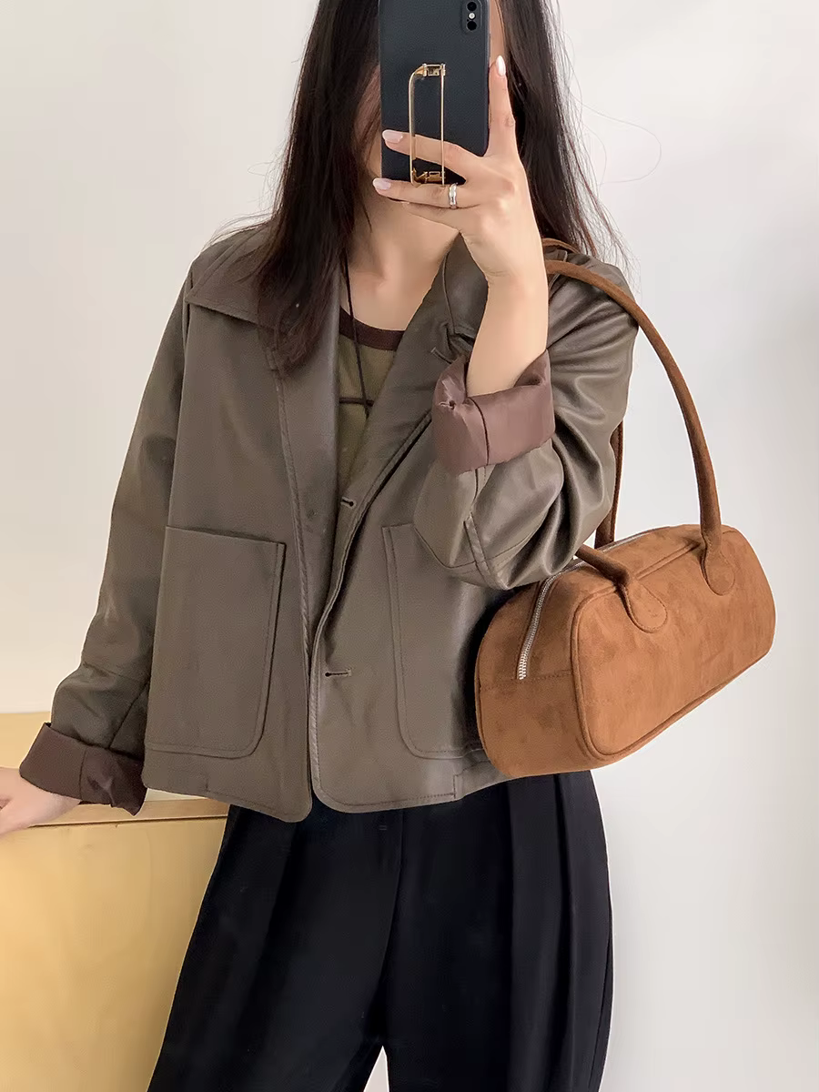 Sac à main rétro en daim pour femme