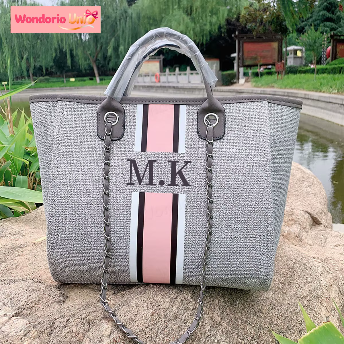 Sac fourre-tout en toile personnalisé avec monogramme