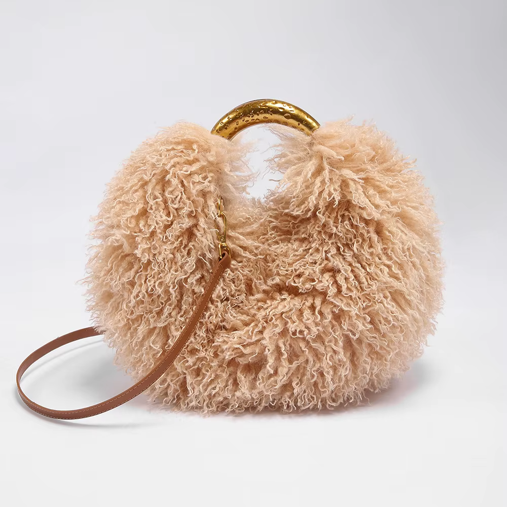 Mode femme longue fourrure laine sac plage fausse