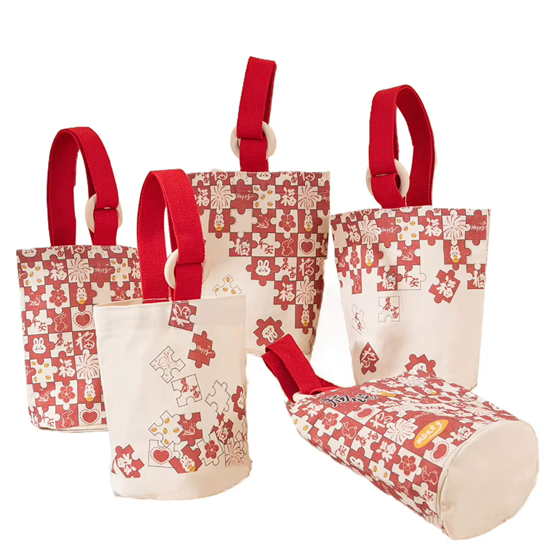 Mini sac à main en toile avec motif de puzzle