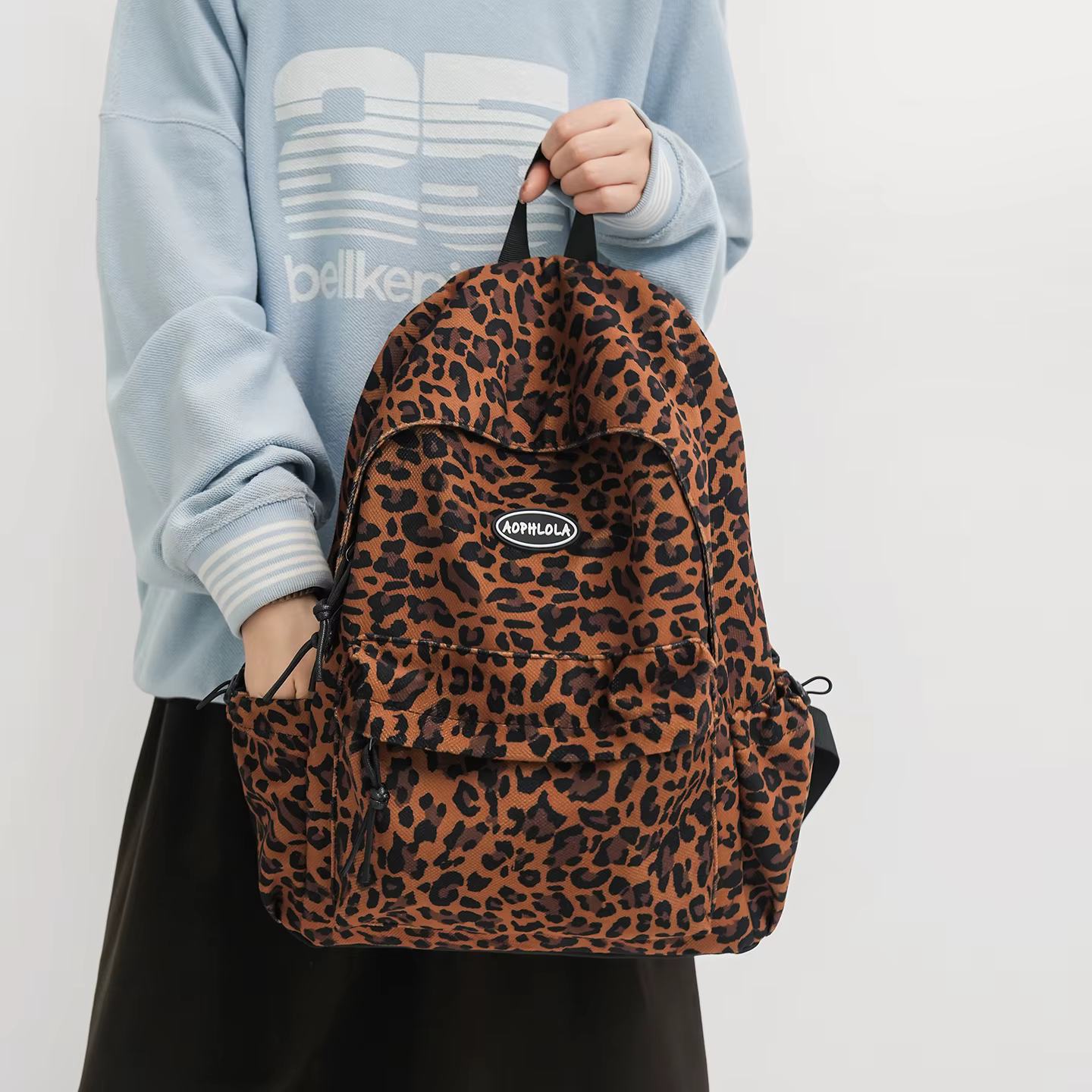 Matériel en daim imprimé léopard femme sac à dos école livre sacs pour adolescentes