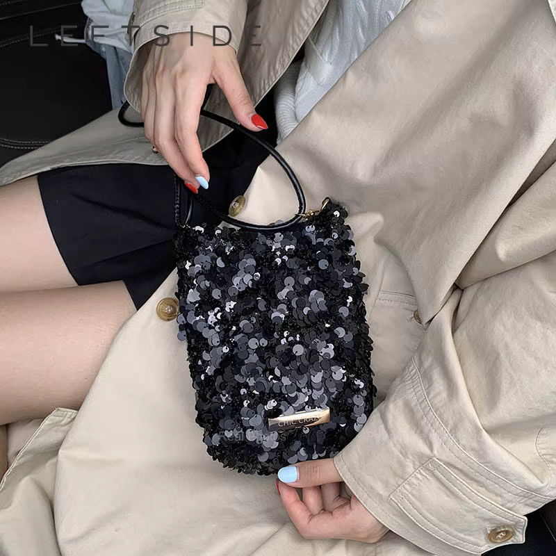 LEFTSIDE Mini paillettes sacs à bandoulière pour femmes 2025 concepteur nouvelle soirée Bling