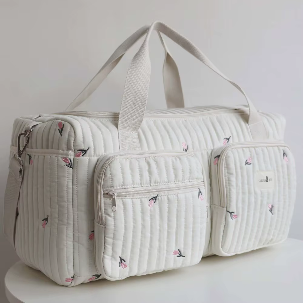 Petit ours brodé sac à couches pour bébé grande capacité pratique sac fourre-tout à langer avec bandoulière loisirs