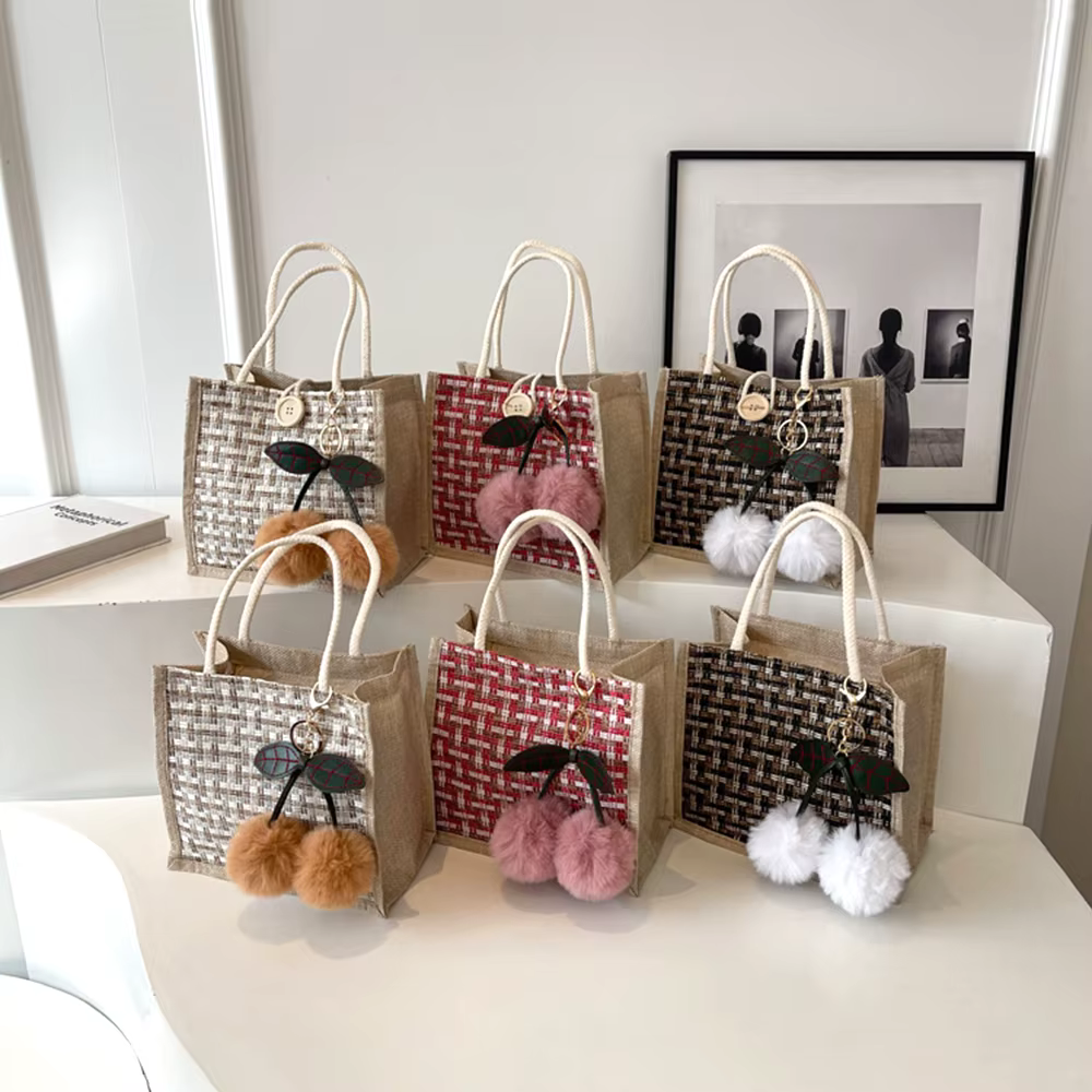 Sac à main en lin tissé pour dames