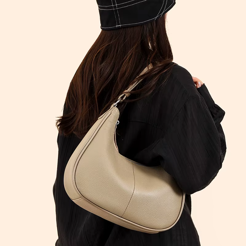 Sac à bandoulière Hobo en cuir véritable de luxe