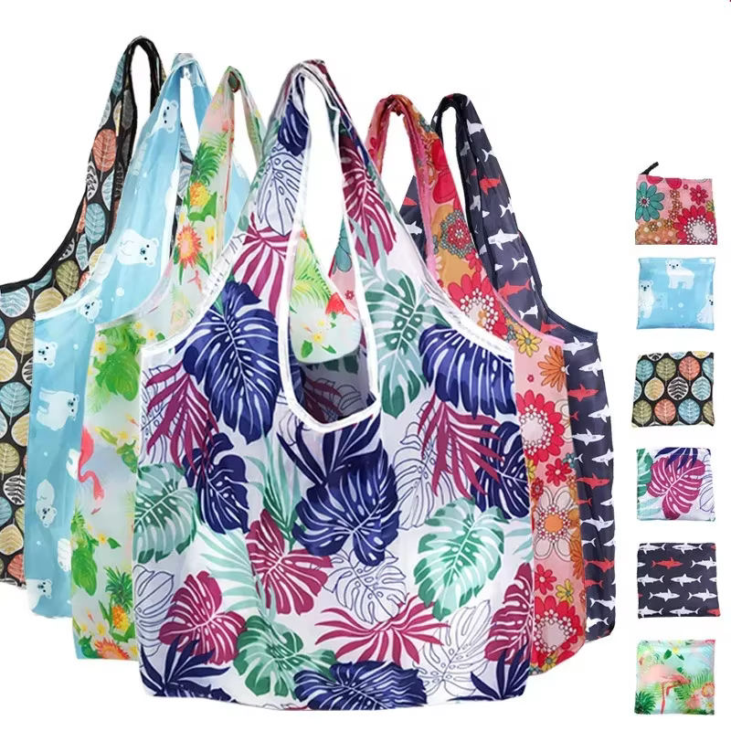 2024 femmes fourre-tout sac à provisions fleur impression pliable réutilisable écologique Shopper sacs