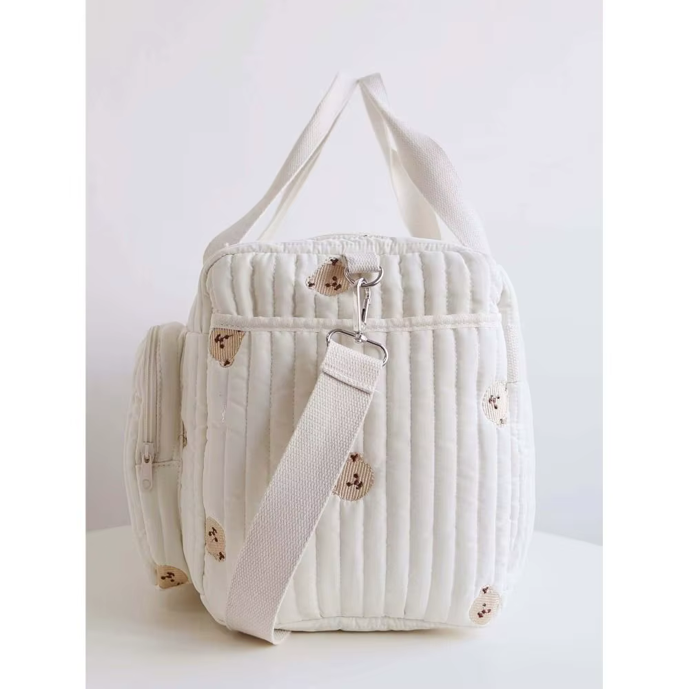 Petit ours sac à couches brodé grande capacité léger sac fourre-tout à langer loisirs avec bandoulière sac de maman