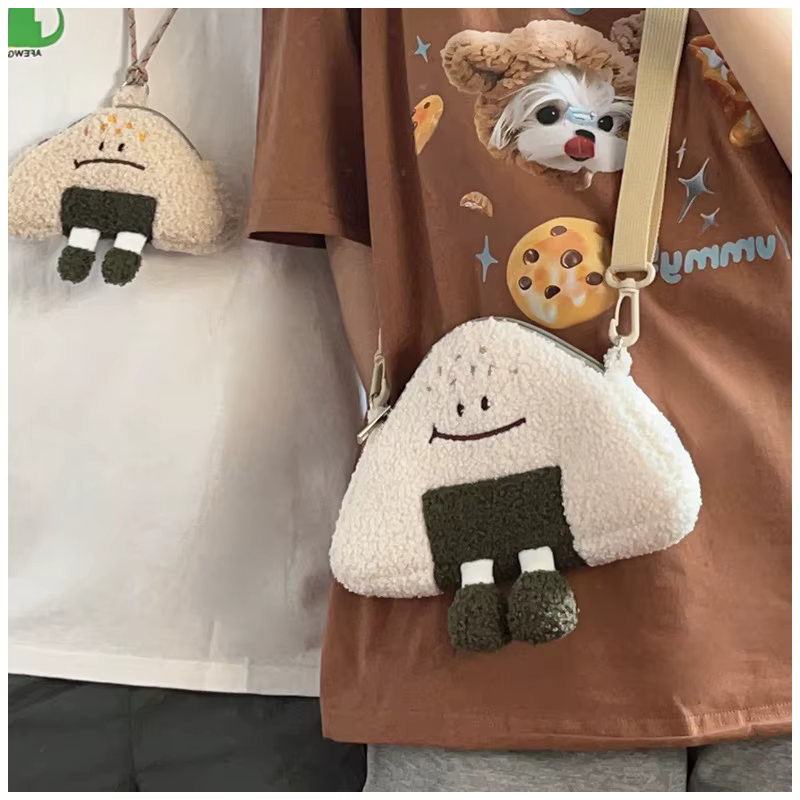 Sac japonais Kawaii 2023 nouvelles femmes dessin animé boule de riz en peluche sacs à bandoulière