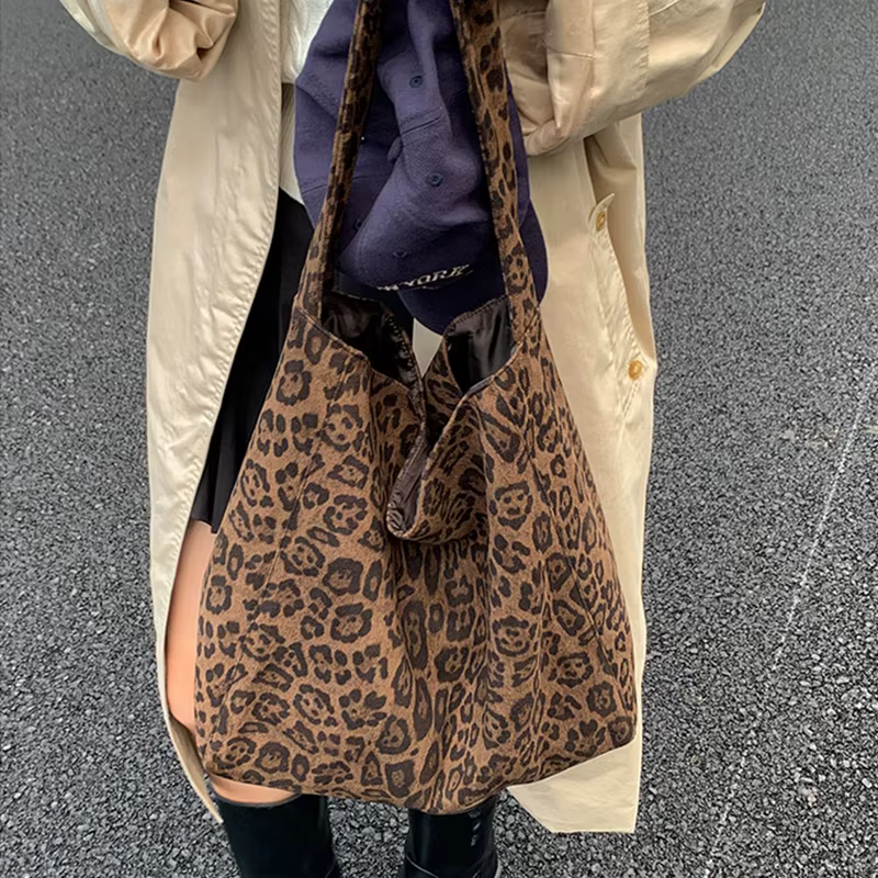 Sacs à bandoulière Vintage léopard en daim pour femmes