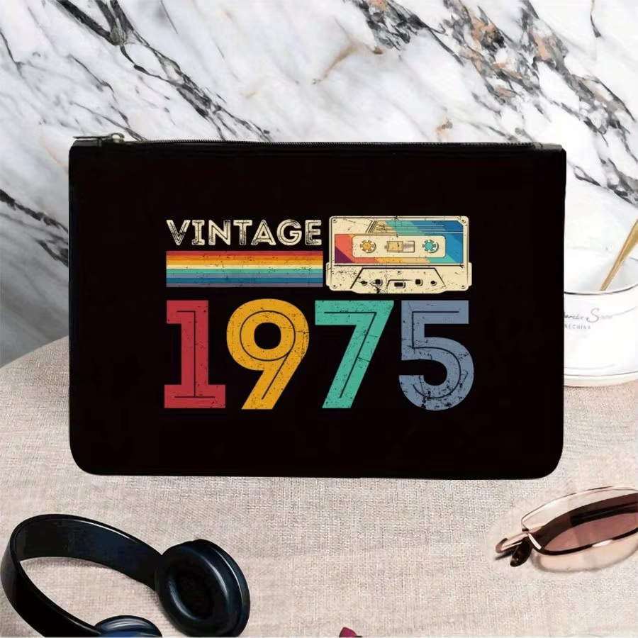 Vintage 1975 Cassette ruban conception sac de maquillage organisateur de voyage femmes sac cosmétique stockage nostalgique accessoire cadeau de vacances