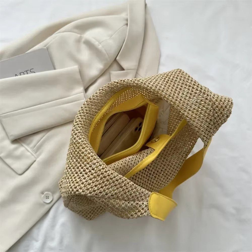 Sac de plage de voyage en rotin tissé à la main