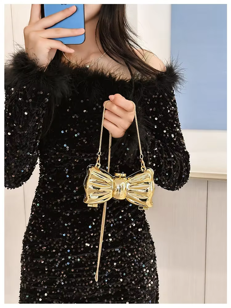 Sac de soirée doré, sacs à main et sacs à main de luxe de styliste
