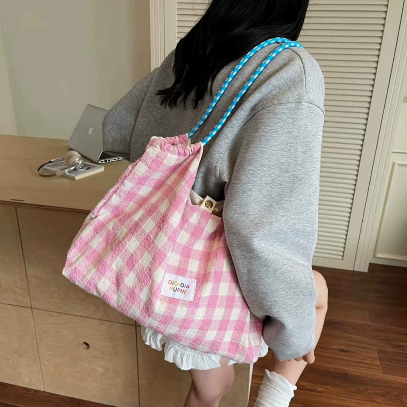 Nouveau sac fourre-tout à bandoulière à carreaux