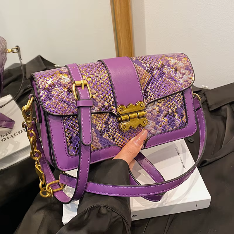 Sacs à bandoulière carrés en cuir pour femmes, sacs à main sous les bras pour dames, petits sacs à main de créateurs, sacs à bandoulière violets, marque de luxe, 2024