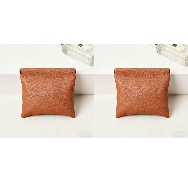 Pochette de rangement en cuir PU à fermeture à pression BUYLEMO Litchi Grain