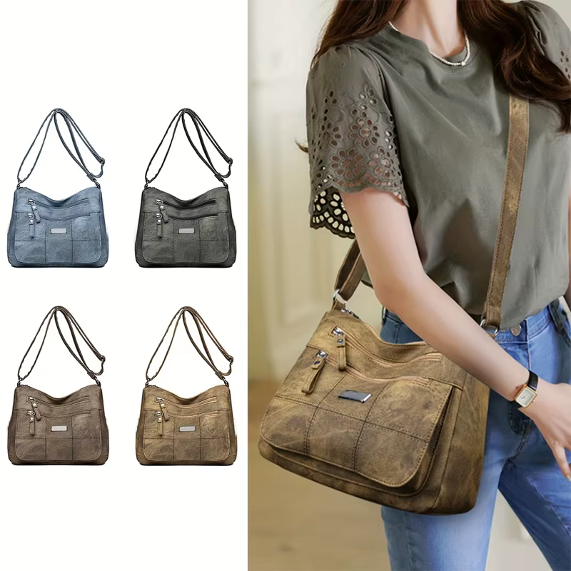 Sac à bandoulière Hobo élégant à motif quadrillé rétro