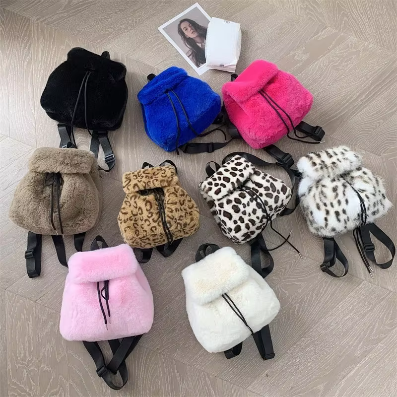 Sac à Dos Solide en Fausse Fourrure pour Femme et Fille