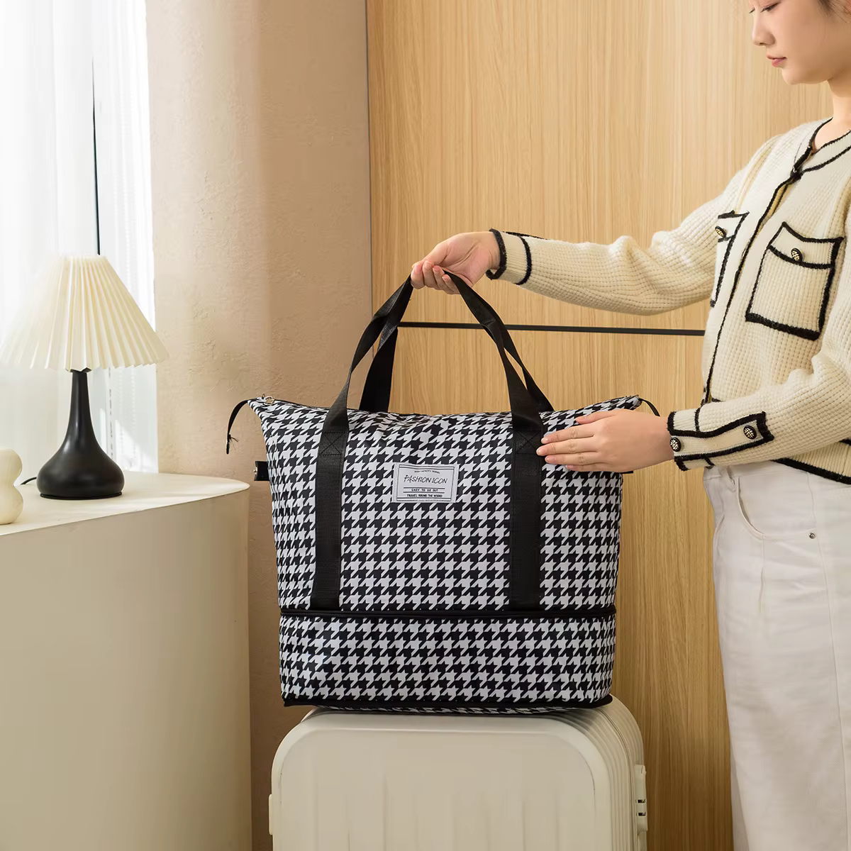 Sac de voyage à main à motif imprimé tendance