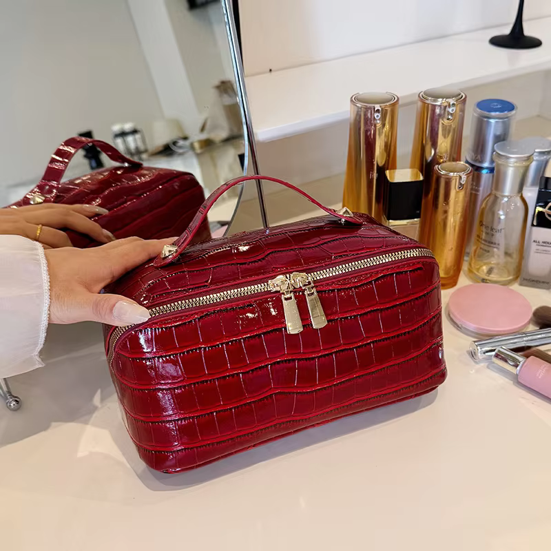 Sac de maquillage en cuir PU haut de gamme pour femmes