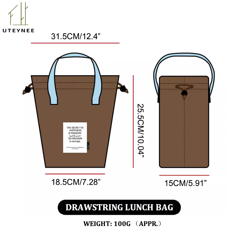 UTEYNEE sac à déjeuner étanche de grande capacité sac à Bento isolant épaissi à trois couches pour le travail étudiant sac à poignée de pique-nique