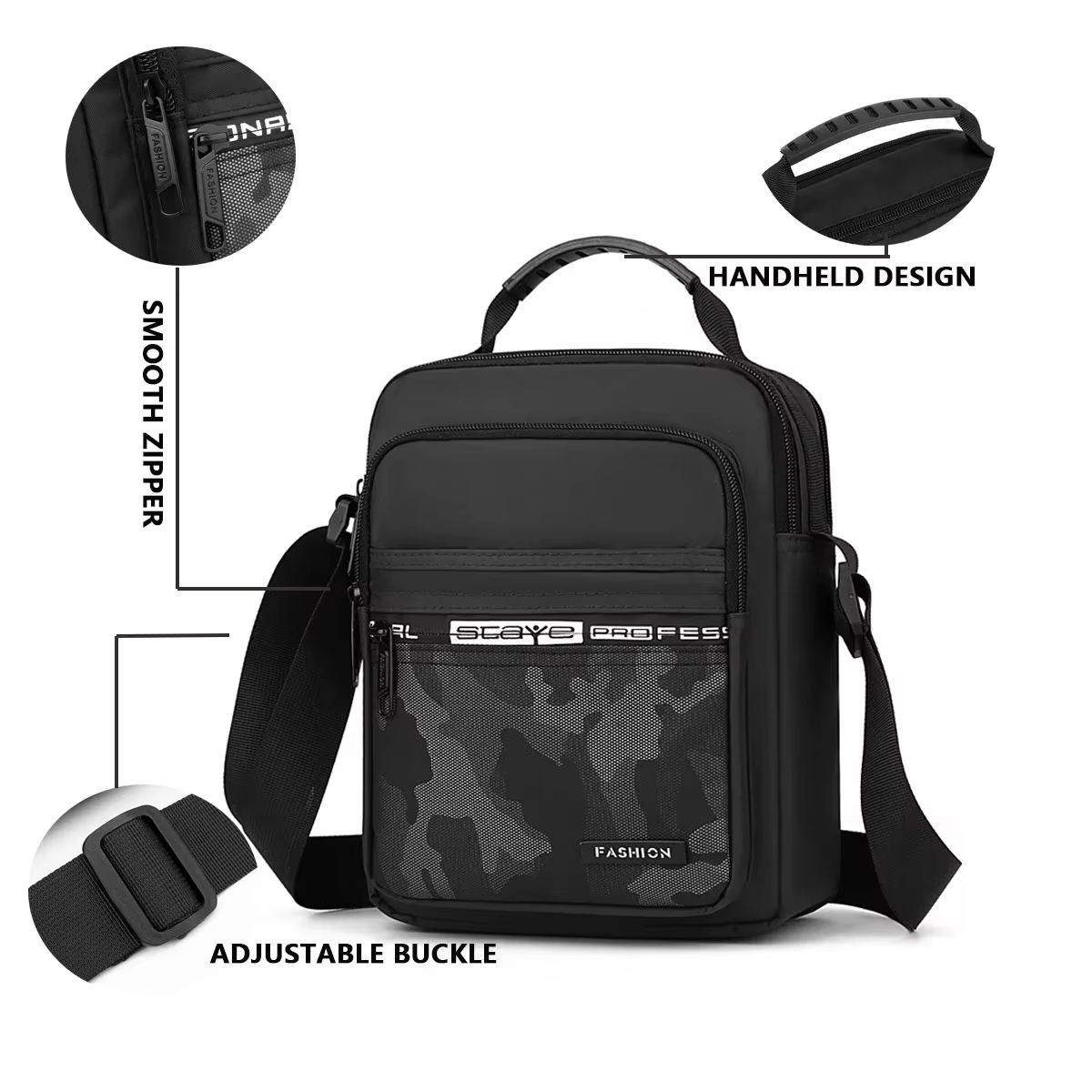 Sac à bandoulière en nylon pour loisirs et bureau