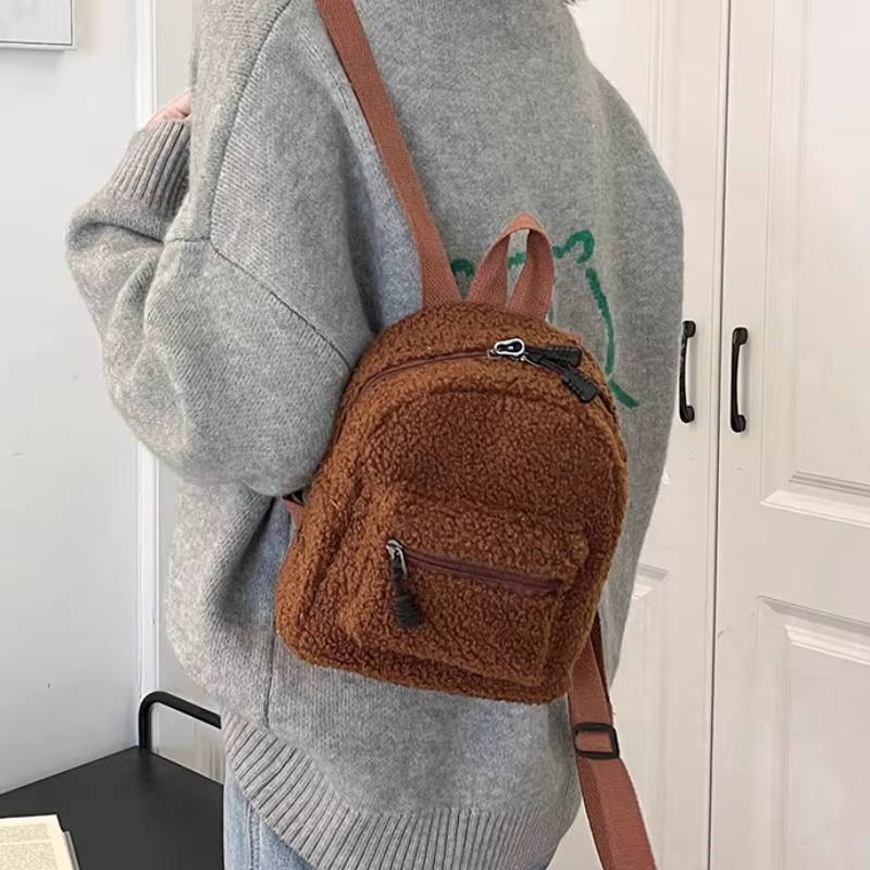 Nouvelle mode femmes Mini sac à dos couleur unie velours côtelé petits sacs à dos Simple décontracté étudiant Bookbags