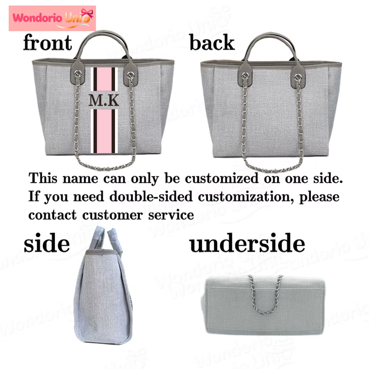 Sac fourre-tout en toile personnalisé avec monogramme