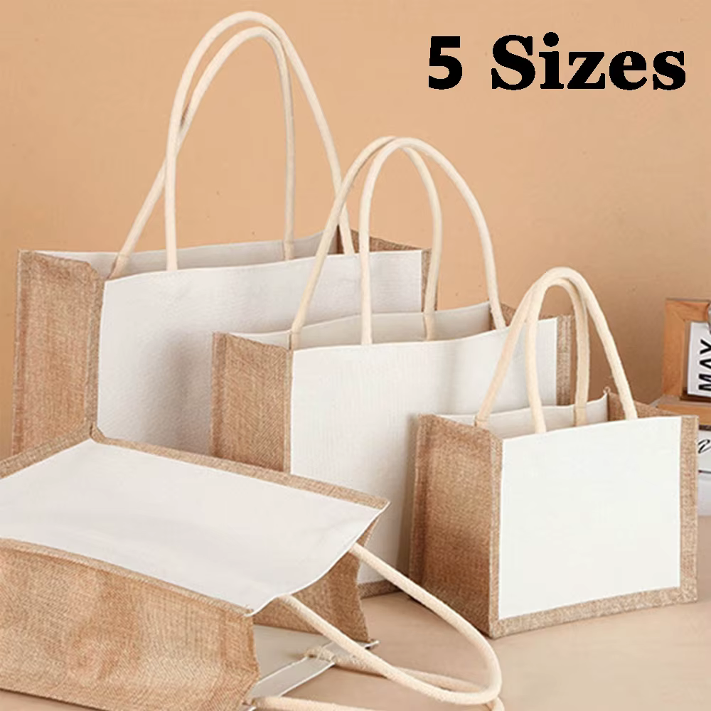 Sac fourre-tout en toile de Jute Vintage réutilisable