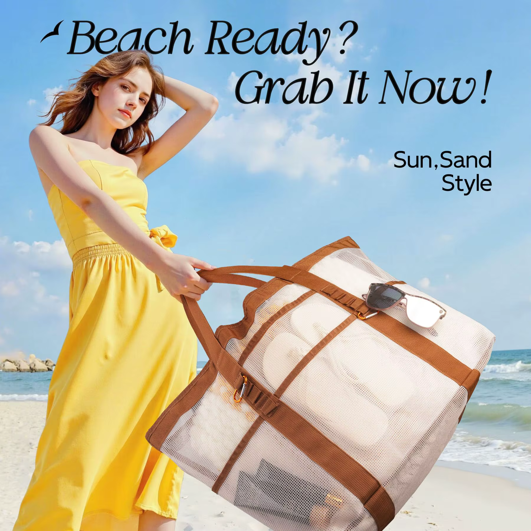 Sac fourre-tout de plage de grande capacité