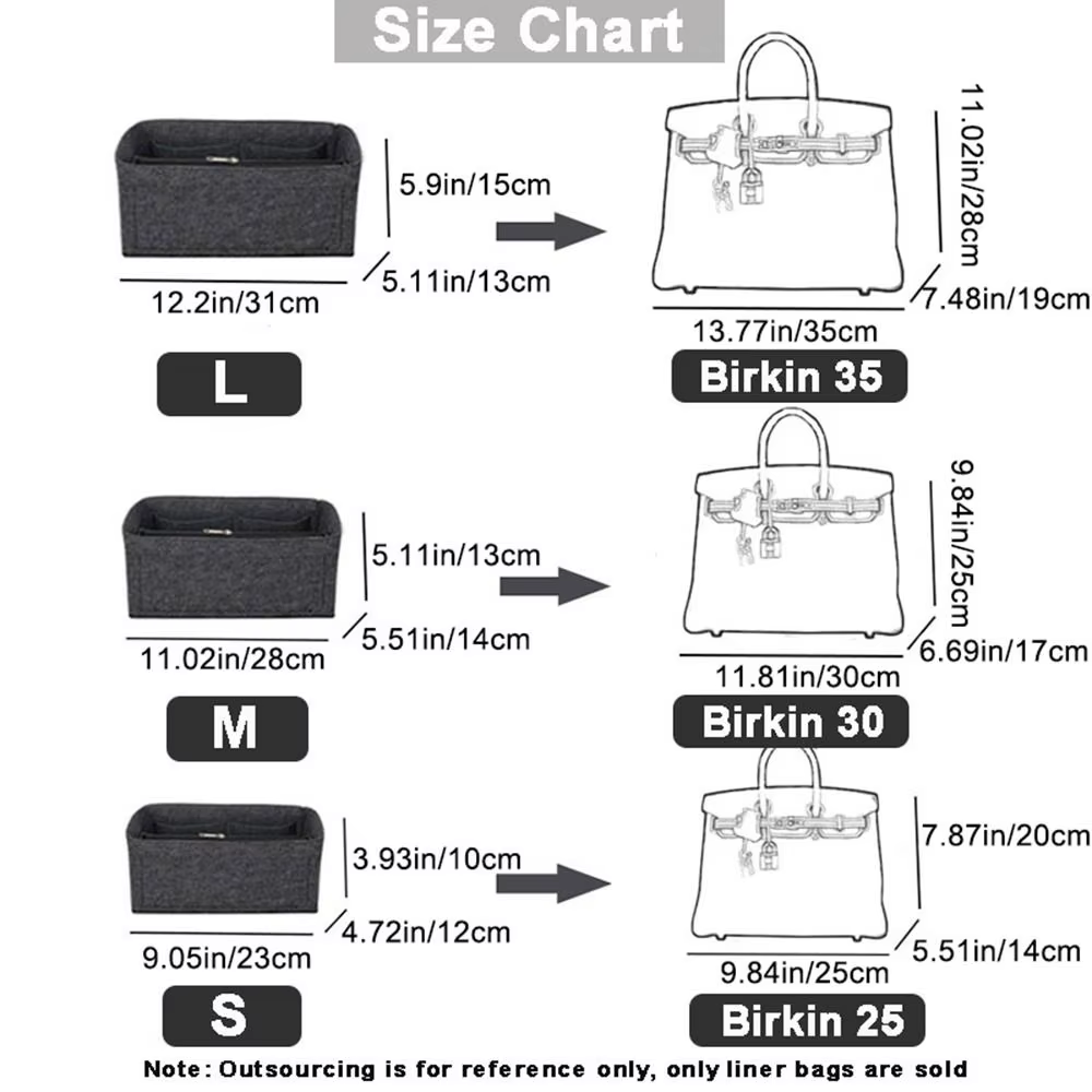 Nouveau organisateur de sac multi-poches pour Birkin25/30/35 sac intérieur sac de rangement sac à main en feutre insérer sac doublure sac