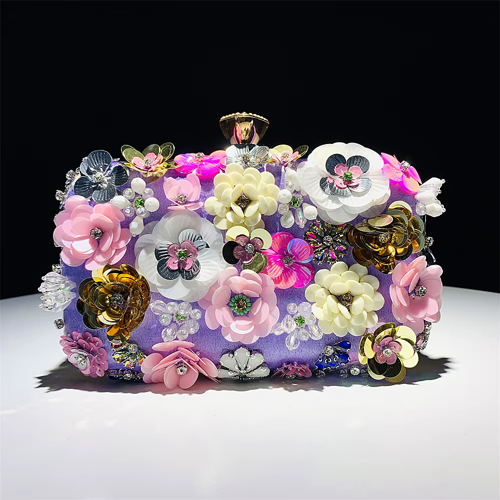 Sacs de soirée de luxe à fleurs ornées