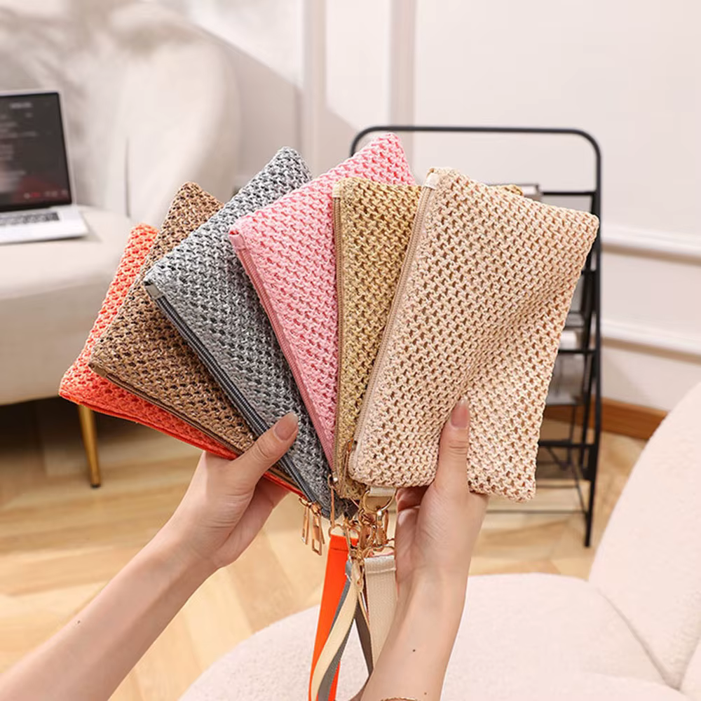Sac à dos en paille tissé fait à la main pour femmes, pocommuniste pour filles, sac de messager, porte-monnaie, portefeuille de plage, dragonne, mode pour dames