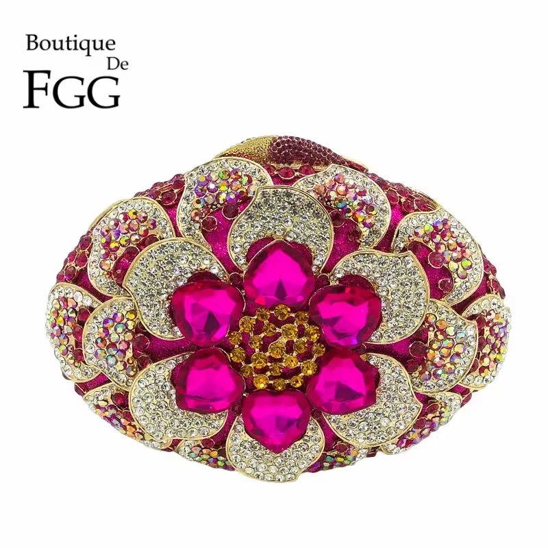 Pochette rose en cristal pour femme