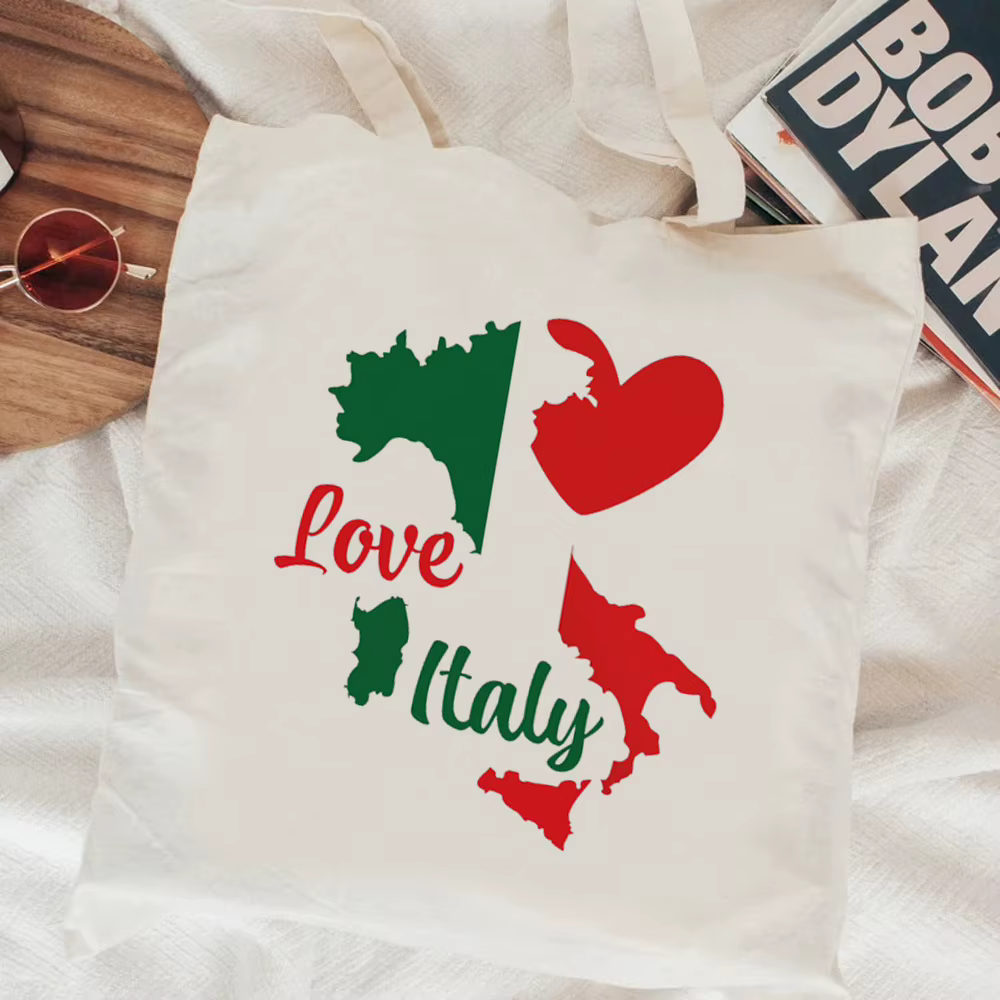 Sac fourre-tout en toile personnalisable pour courses, Italie, pour femme